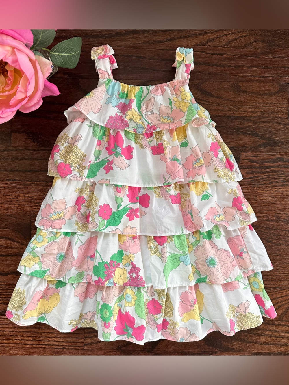 Janie & Jack floral tiered dress, size 12-18mo